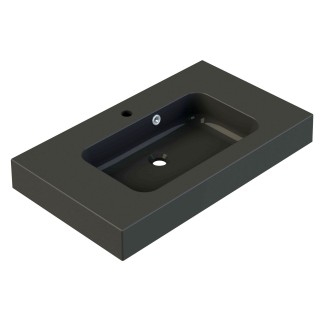 Meuble simple vasque à suspendre : acacia, polybéton | Hellin