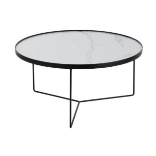 Table basse ronde en métal effet marbré