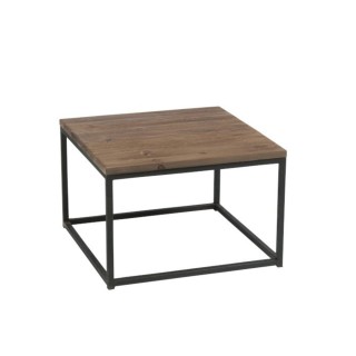 Table basse carrée industrielle en bois et métal noir - Hellin