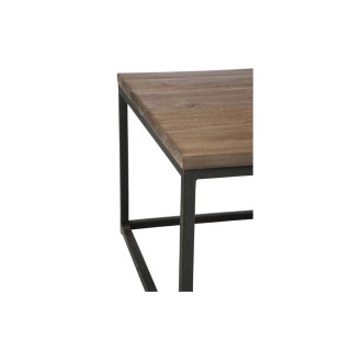 Table basse carrée industrielle en bois et métal noir - Hellin
