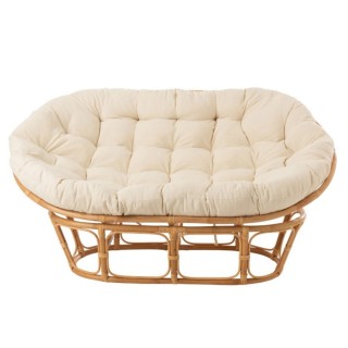 Fauteuil papasan double en rotin beige MIKA - HELLIN