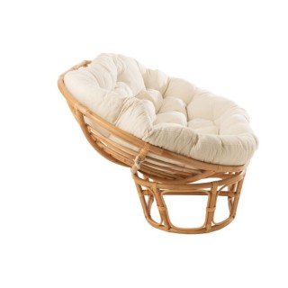 Fauteuil papasan double en rotin beige MIKA - HELLIN