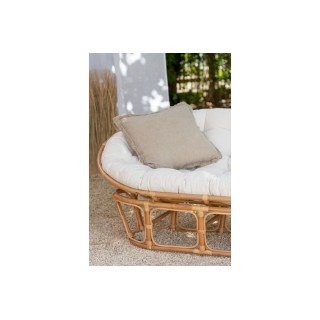 Fauteuil papasan double en rotin beige MIKA - HELLIN