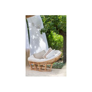 Fauteuil papasan double en rotin beige MIKA - HELLIN