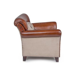 Fauteuil en bois et cuir de buffle TEXAS - Hellin