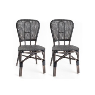 lot de 2 chaises en rotin noir