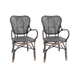 Fauteuil bistrot en rotin : plusieurs coloris / lot de 2 | Hellin