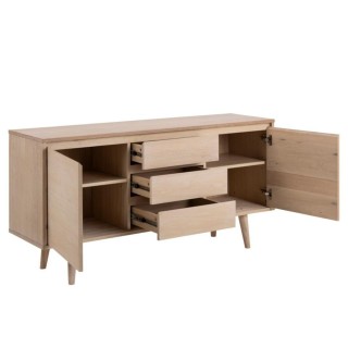 Buffet scandinave plaqué en chêne clair : 3 tiroirs - Hellin