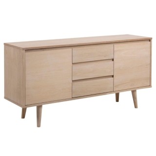 Buffet scandinave plaqué en chêne clair : 3 tiroirs - Hellin