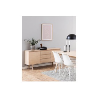 Buffet scandinave plaqué en chêne clair : 3 tiroirs - Hellin