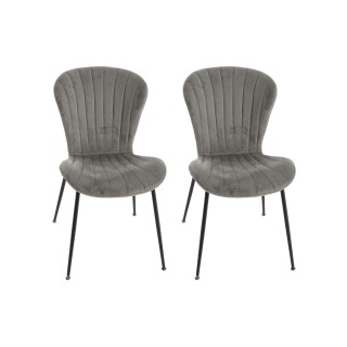 Chaise velours et métal noir : lot de deux | Hellin