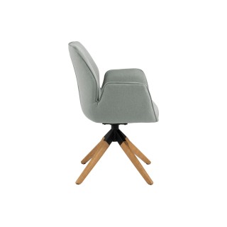 Fauteuil pivotant en tissu et bois / Style scandinave | Hellin