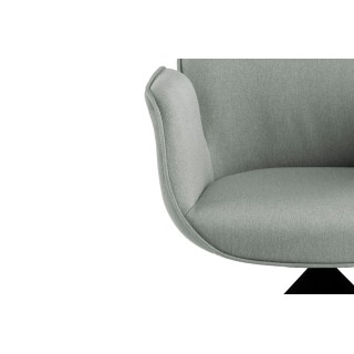 Fauteuil de salle à manger tissu et bois noir - RUBEN