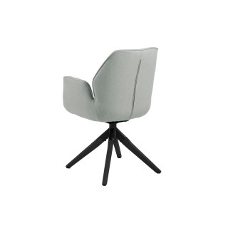 Fauteuil de salle à manger tissu et bois noir - RUBEN