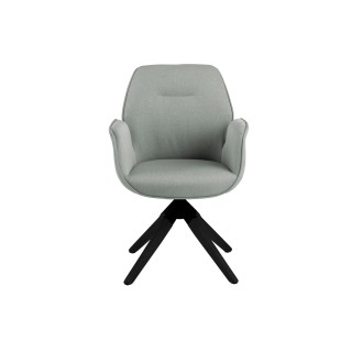 Fauteuil de salle à manger tissu et bois noir - RUBEN