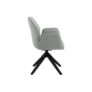 Fauteuil de salle à manger tissu et bois noir - RUBEN