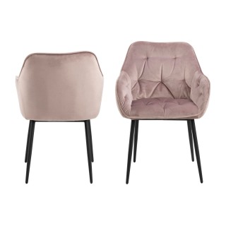Fauteuil de salle à manger en velours et métal (lot de 2) - TERI