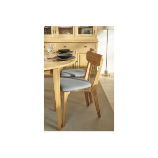 Chaise scandinave en tissu gris et bois de chêne | Hellin