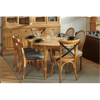 Chaise scandinave en tissu gris et bois de chêne | Hellin