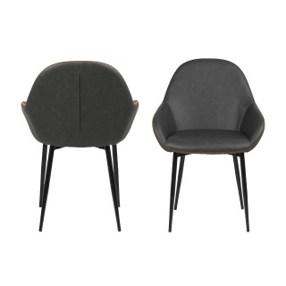 Fauteuil de salle à manger en simili gris | Hellin