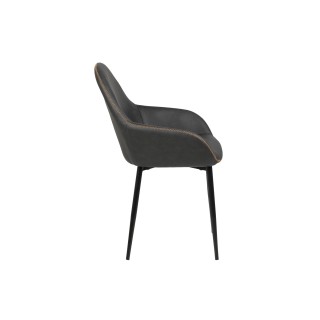 Fauteuil de salle à manger en simili gris | Hellin