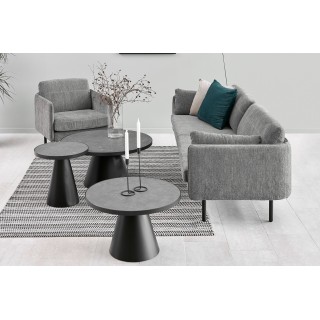 Bout de canapé rond en céramique et métal noir D45 - GIROLLE