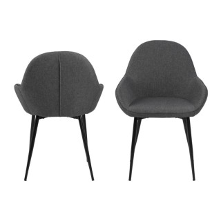 Fauteuil pour salle à manger gris, lot de 2 - HELLIN