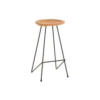 Tabouret de bar en teck et métal industriel (lot de 2) FELIX - HELLIN