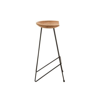 Tabouret de bar en teck et métal industriel (lot de 2) FELIX - HELLIN