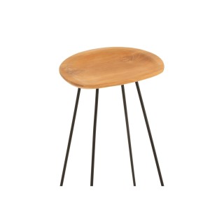 Tabouret de bar en teck et métal industriel (lot de 2) FELIX - HELLIN