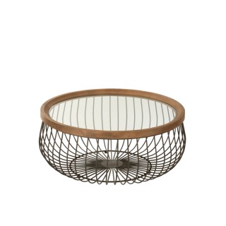 Tables basses rondes en bois et métal (set de 2) LATINA - HELLIN