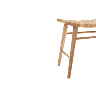 Tabouret bas en teck et rotin (lot de 2) ALLISTER - HELLIN