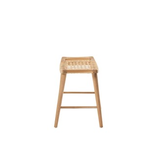 Tabouret bas en teck et rotin (lot de 2) ALLISTER - HELLIN