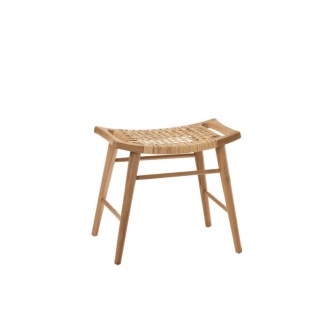 Tabouret bas en teck et rotin (lot de 2) ALLISTER - HELLIN