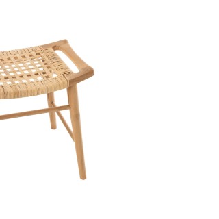 Tabouret bas en teck et rotin (lot de 2) ALLISTER - HELLIN