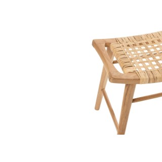 Tabouret bas en teck et rotin (lot de 2) ALLISTER - HELLIN