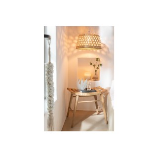 Tabouret bas en teck et rotin (lot de 2) ALLISTER - HELLIN