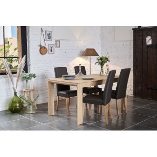 Table rectangulaire extensible en bois massif : 6 personnes