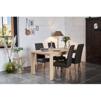 Table rectangulaire extensible en bois massif : 6 personnes