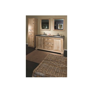 Ensemble salle de bain : Double vasque, armoires, colonne