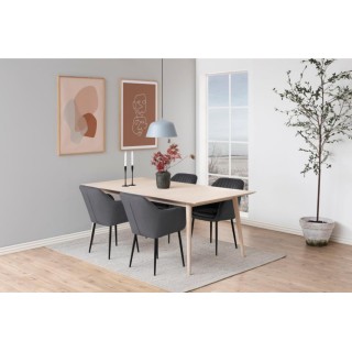 Table à manger rectangulaire en chêne blanchi 8 couverts L200 CENTIOR - HELLIN