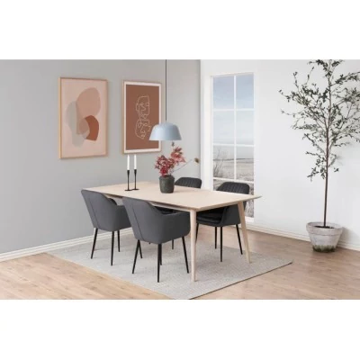 Table à manger rectangulaire en chêne blanchi 8 couverts L200 CENTIOR - HELLIN