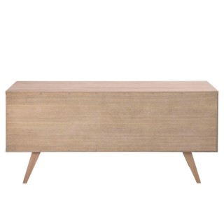 Buffet bas scandinave en chêne blanchi 4 tiroirs 1 porte coulissante ALISIA - HELLIN