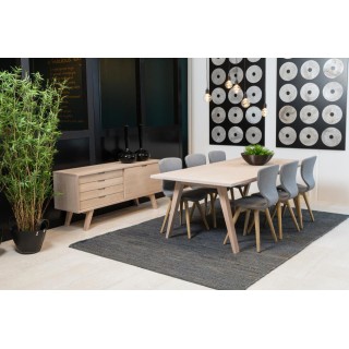 Table à manger rectangulaire en bois blanchi L200 ALISIA - HELLIN