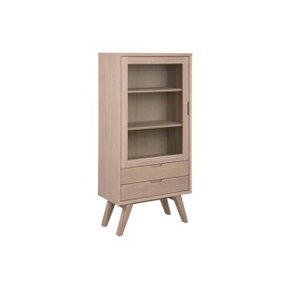 Vitrine scandinave en bois 2 tiroirs 1 porte en verre ALISIA - HELLIN