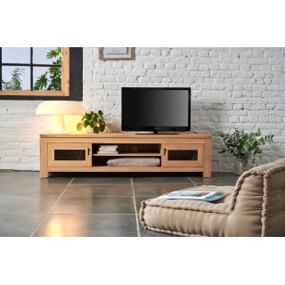 Meuble TV bas moderne en chêne clair L180 BOSTON - HELLIN