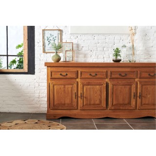 Buffet bas en bois La Bresse : 4 portes / style rustique | Hellin