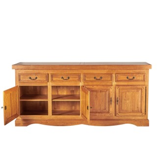 Bahut en chêne foncé La Bresse avec 2 portes ouvertes