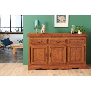 Buffet bas en chêne massif de style rustique / 3 portes | Hellin