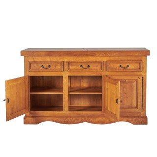 Buffet bas en chêne massif de style rustique / 3 portes | Hellin